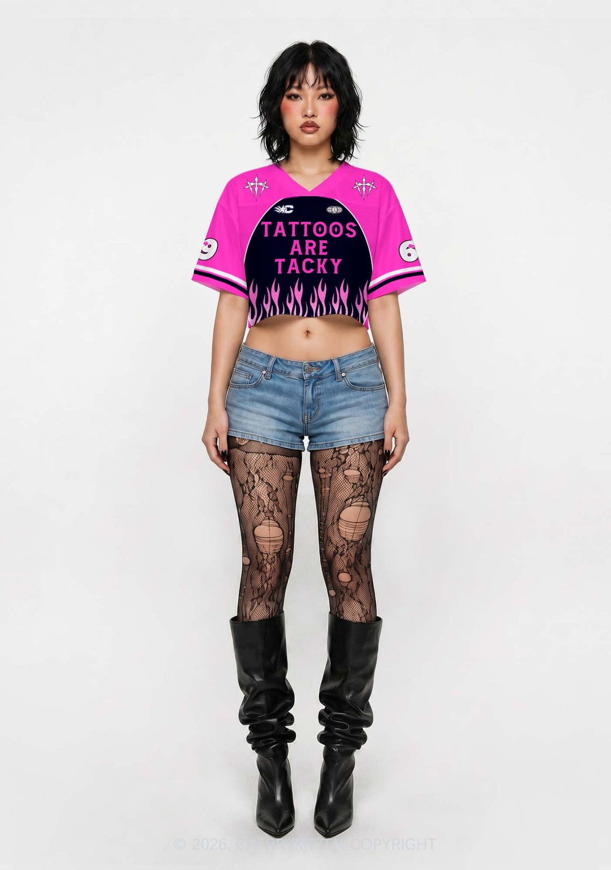 Tattoos Are Tacky Y2K Crop Sport Jersey Shirts Cherrykitten