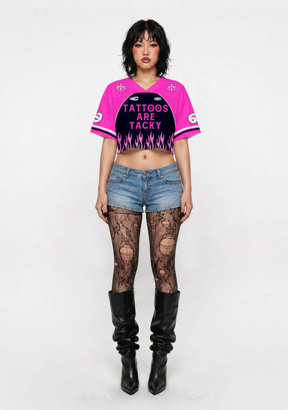 Tattoos Are Tacky Y2K Crop Sport Jersey Shirts Cherrykitten