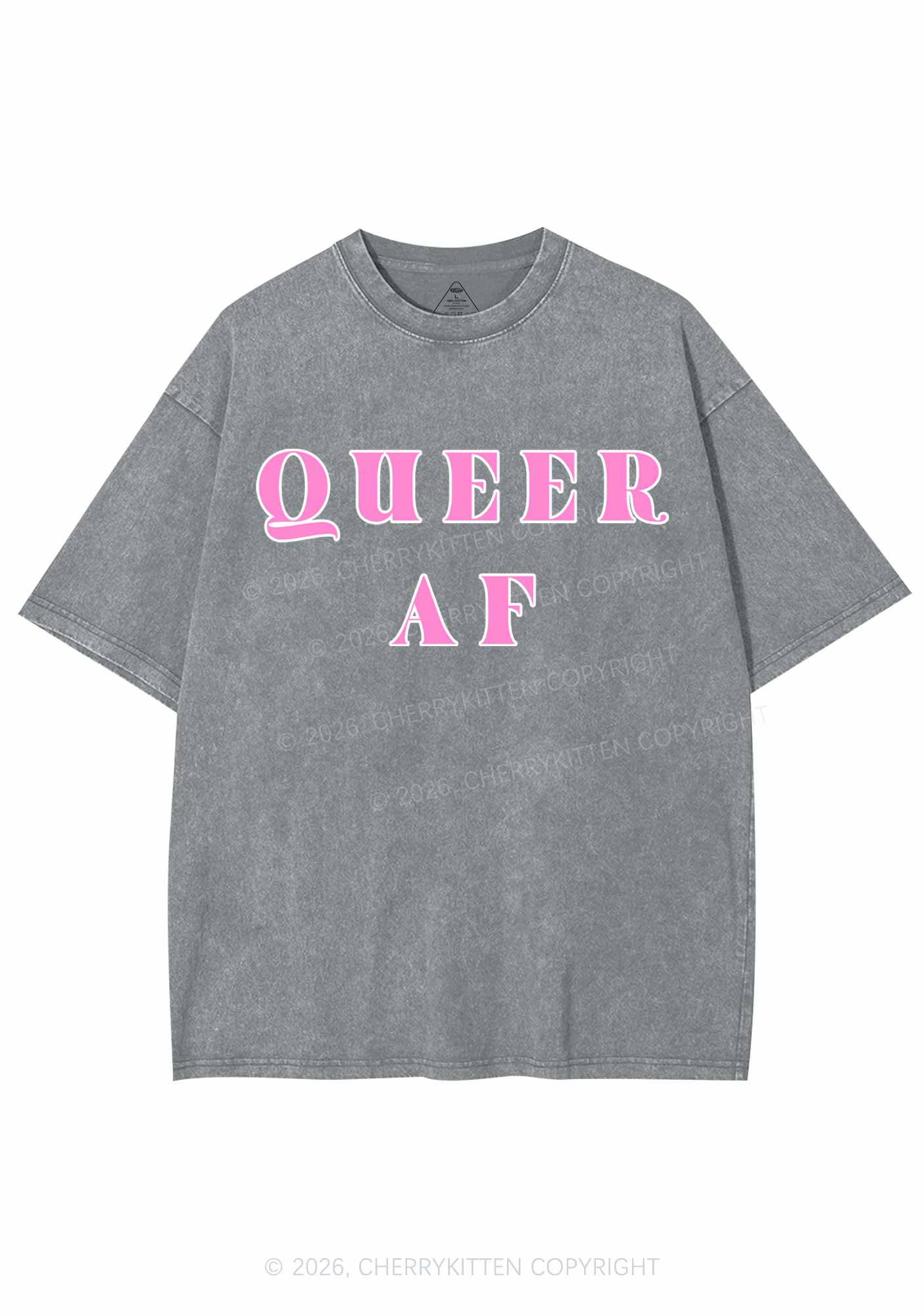 Queer AF Pride Y2K Shirts Washed Tee Cherrykitten