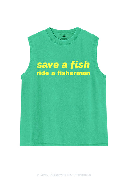 Save A Fish Y2K Washed Muscle Tank Cherrykitten