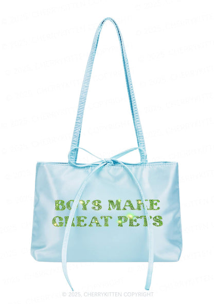Rhinestone Boys Make Gr8 Pets Y2K Satin Bags Cherrykitten