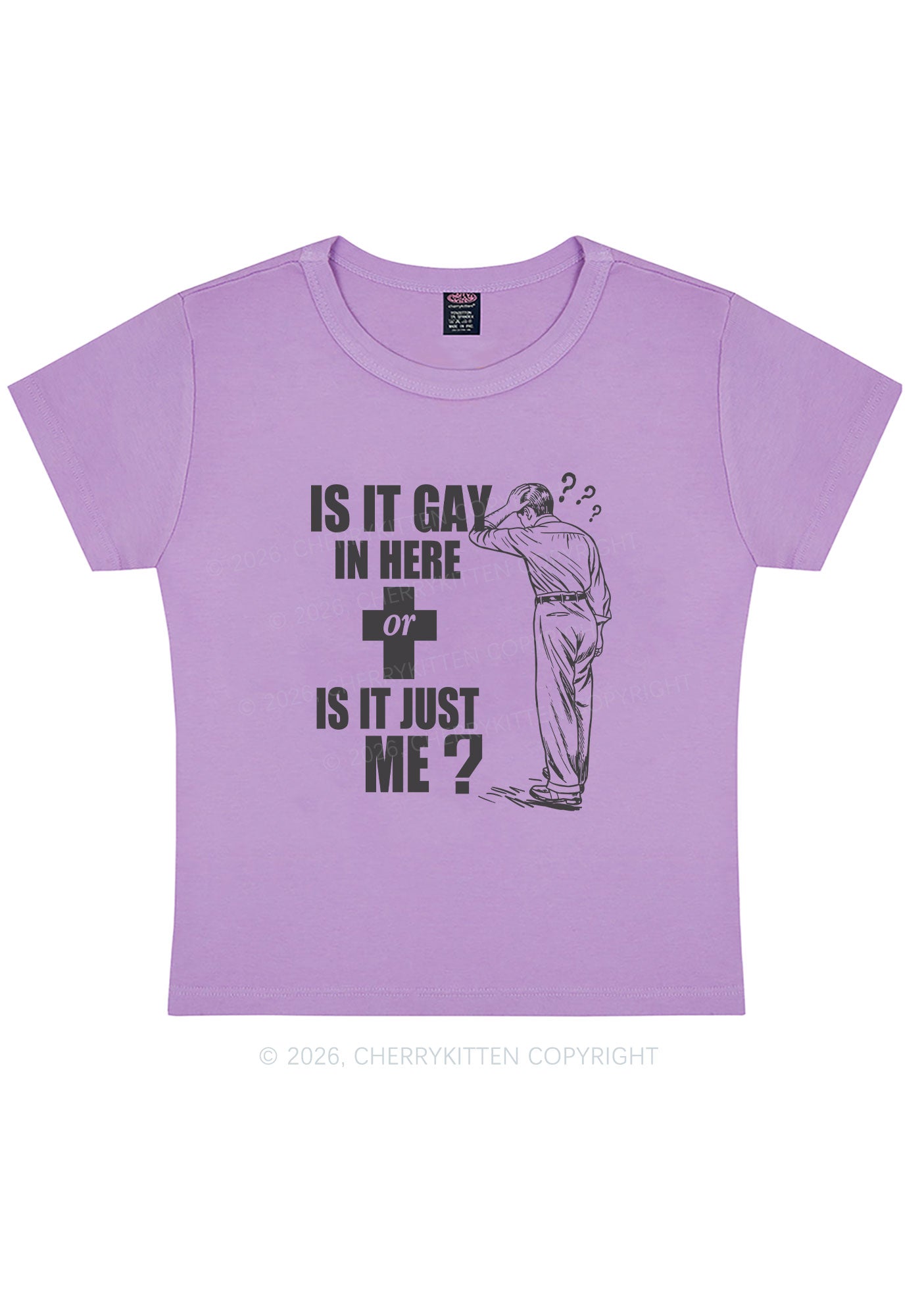 Is It Gay In Here Pride Y2K Baby Tee Cherrykitten