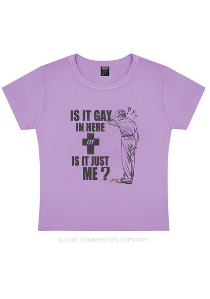 Is It Gay In Here Pride Y2K Baby Tee Cherrykitten