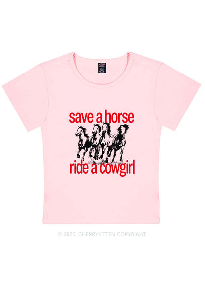Four Horses Cowgirl Pride Y2K Baby Tee Cherrykitten