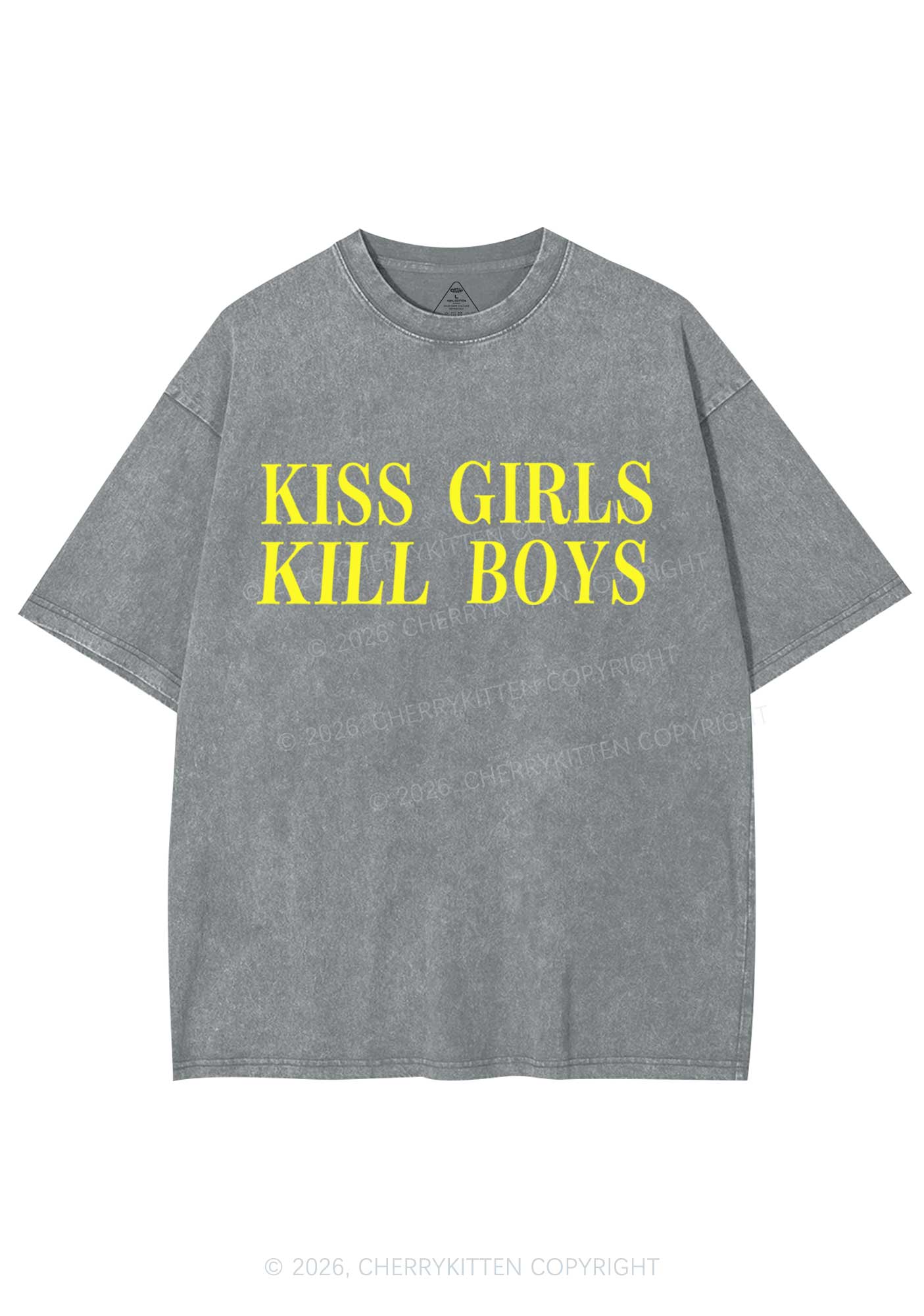 Kiss Girls Kill Boys Pride Y2K Shirts Washed Tee Cherrykitten