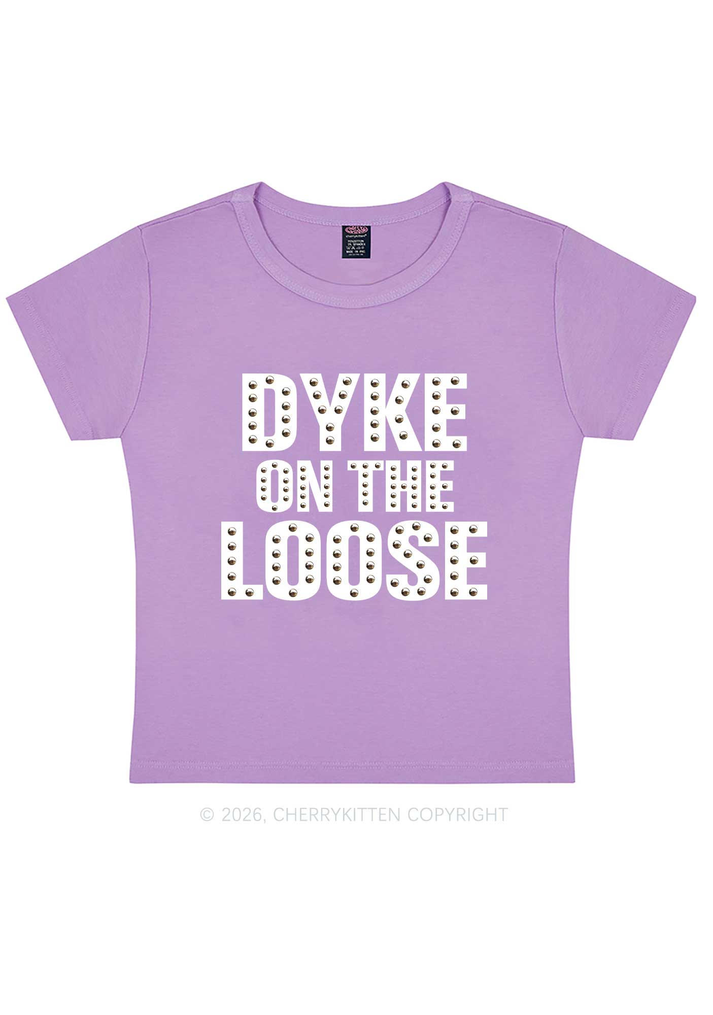 Dyke On The Loose Pride Y2K Baby Tee Cherrykitten