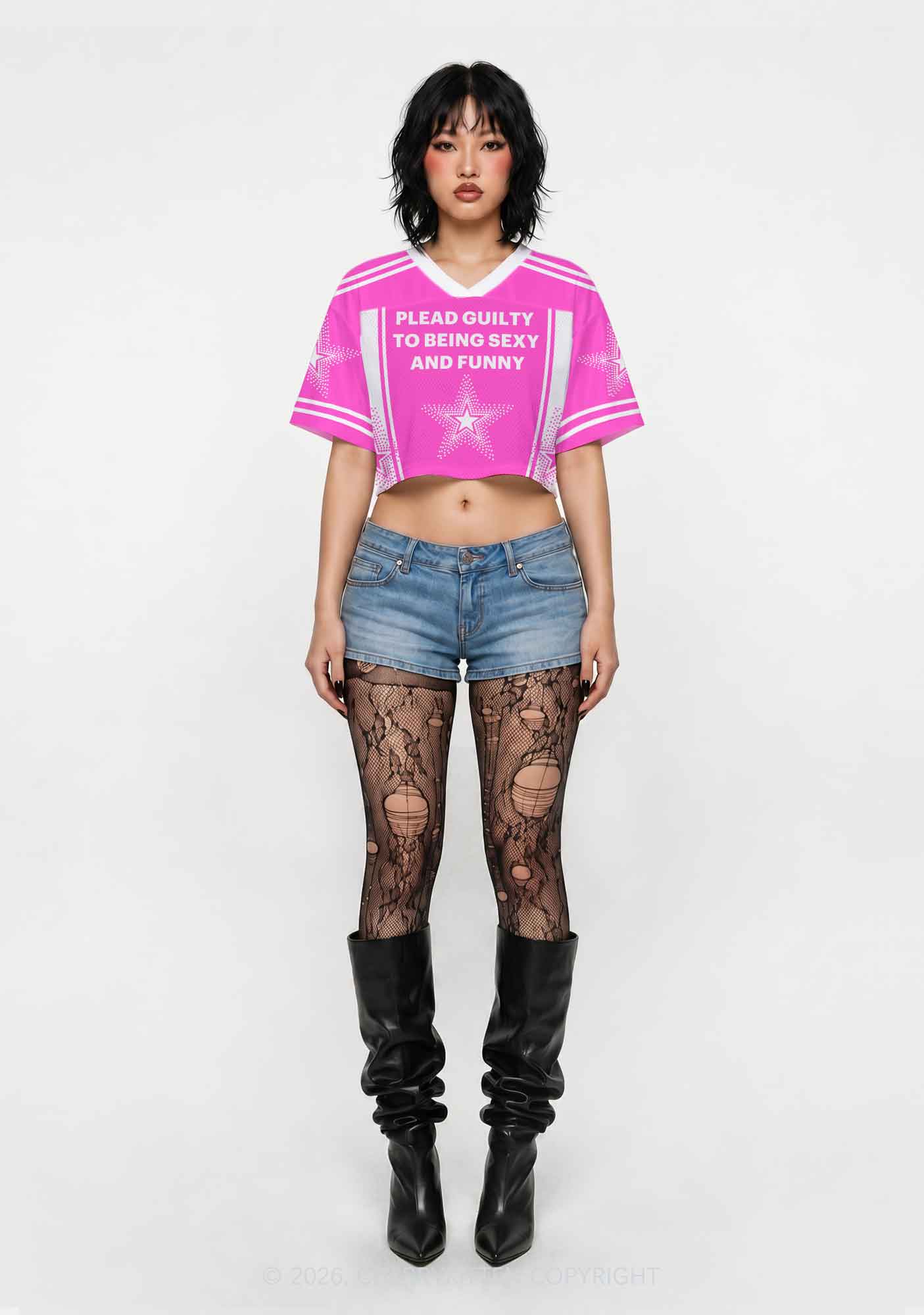 Plead Guilty To Being Funny Y2K Crop Sport Jersey Shirts Cherrykitten