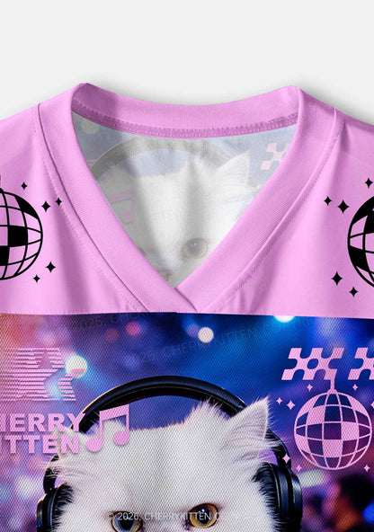 DJ White Cat Y2K Crop Sport Jersey Shirts Cherrykitten