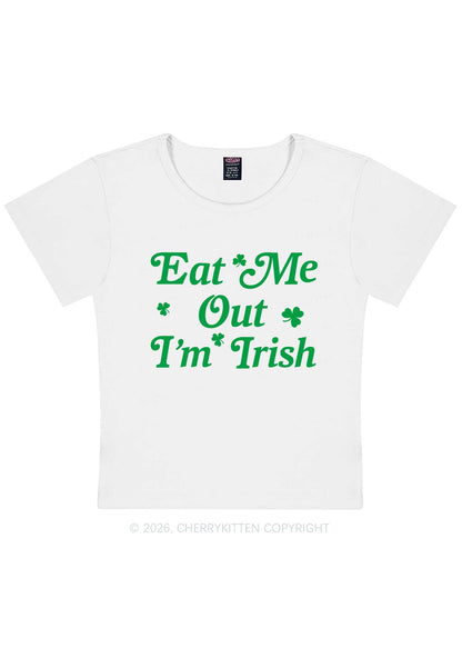 Eat Me Out Im Irish St Patricks Y2K Baby Tee Cherrykitten