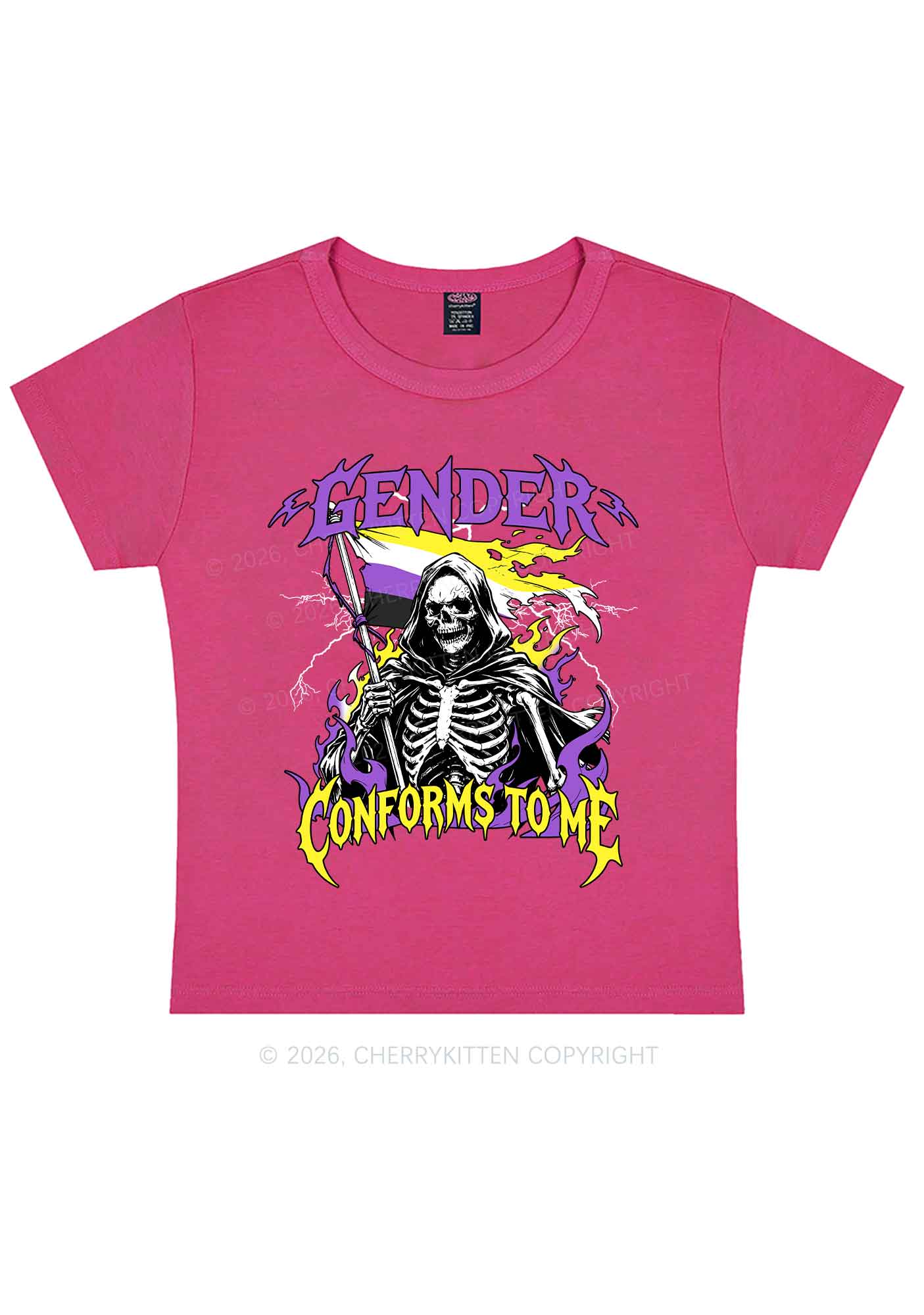 Gender Conforms To Me Pride Y2K Baby Tee Cherrykitten