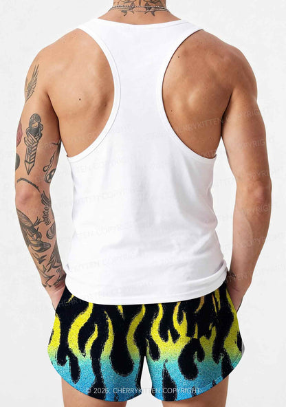 Pansexuality Flame Pride Y2K Print Men Beach Shorts Cherrykitten