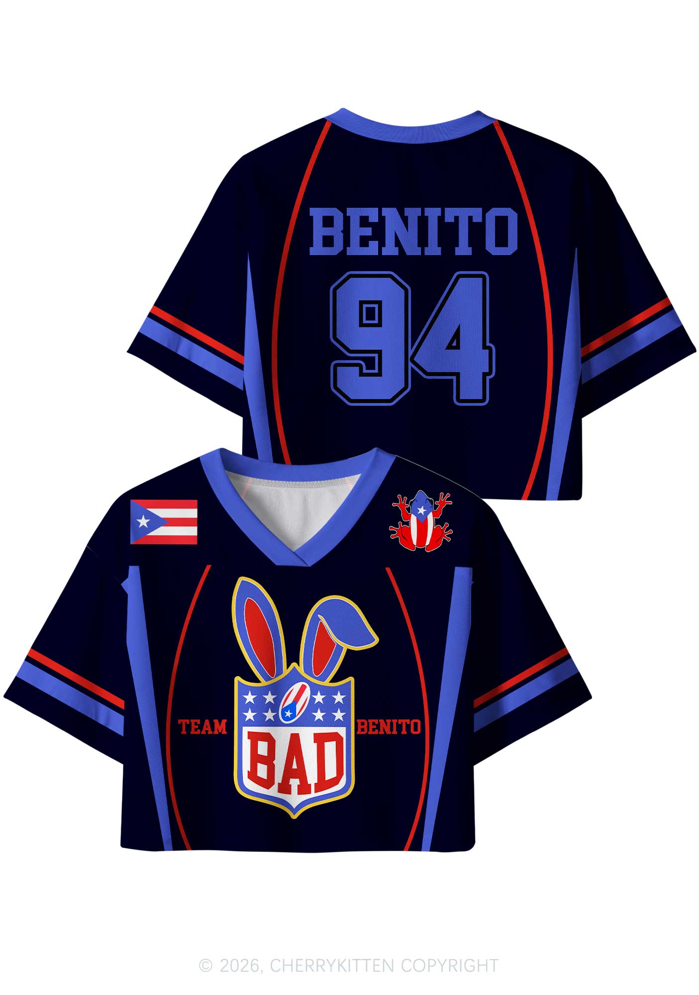 Black Football Bunny Y2K Crop Sport Jersey Shirts Cherrykitten