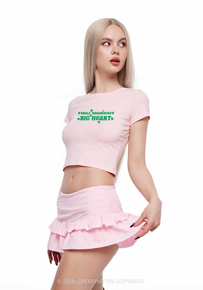 Small Shamrocks Big Heart St Patricks Y2K Baby Tee Cherrykitten