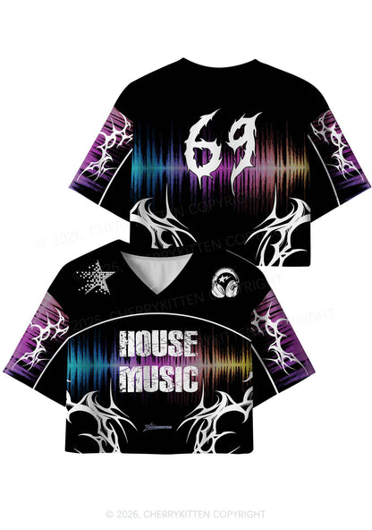 House Music Y2K Crop Sport Jersey Shirts Cherrykitten