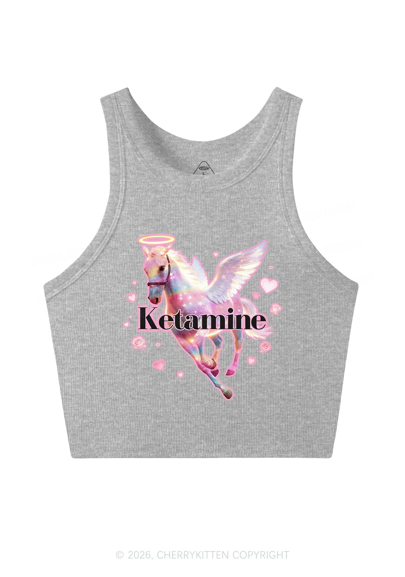 Angel K Horse Valentine's Day Y2K Crop Tank Top Cherrykitten