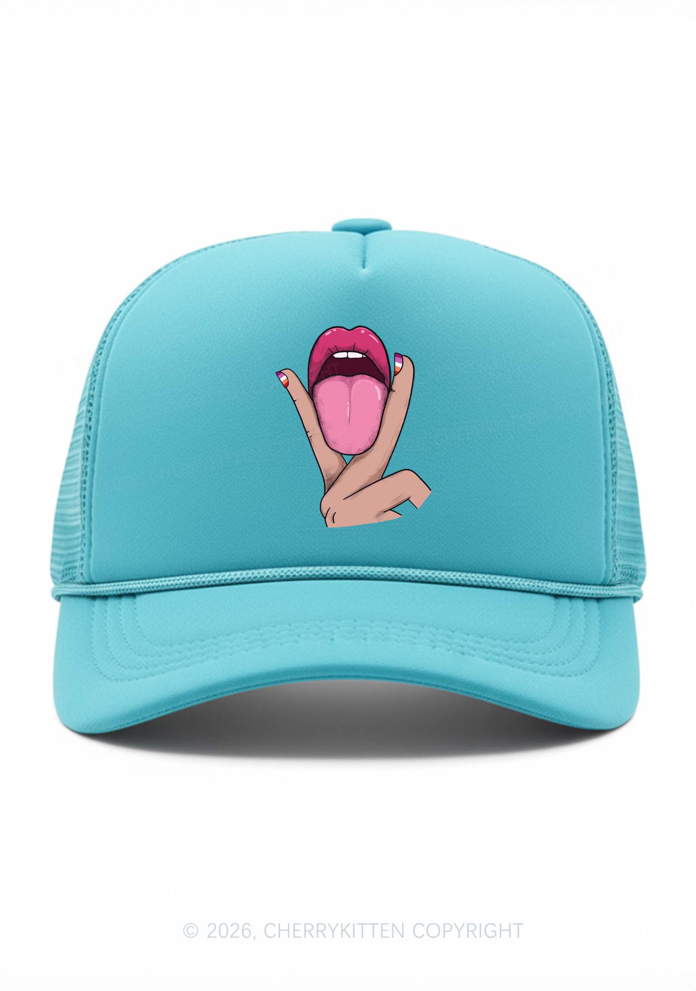 Lesbian Kissing Pride Y2K Trucker Hat Cherrykitten
