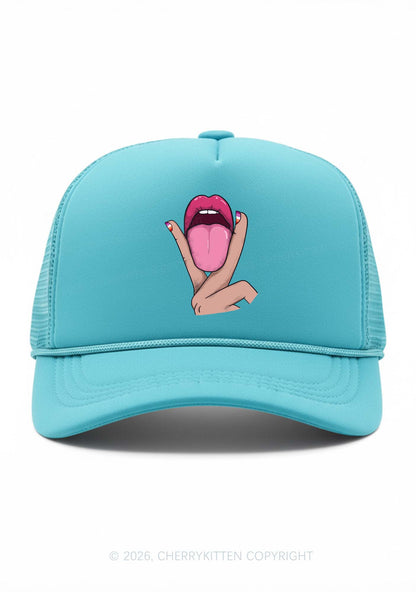 Lesbian Kissing Pride Y2K Trucker Hat Cherrykitten