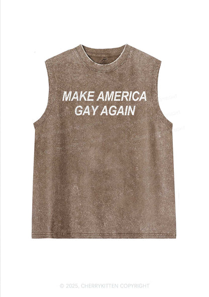 Make America Gay Again Pride Y2K Washed Muscle Tank Cherrykitten