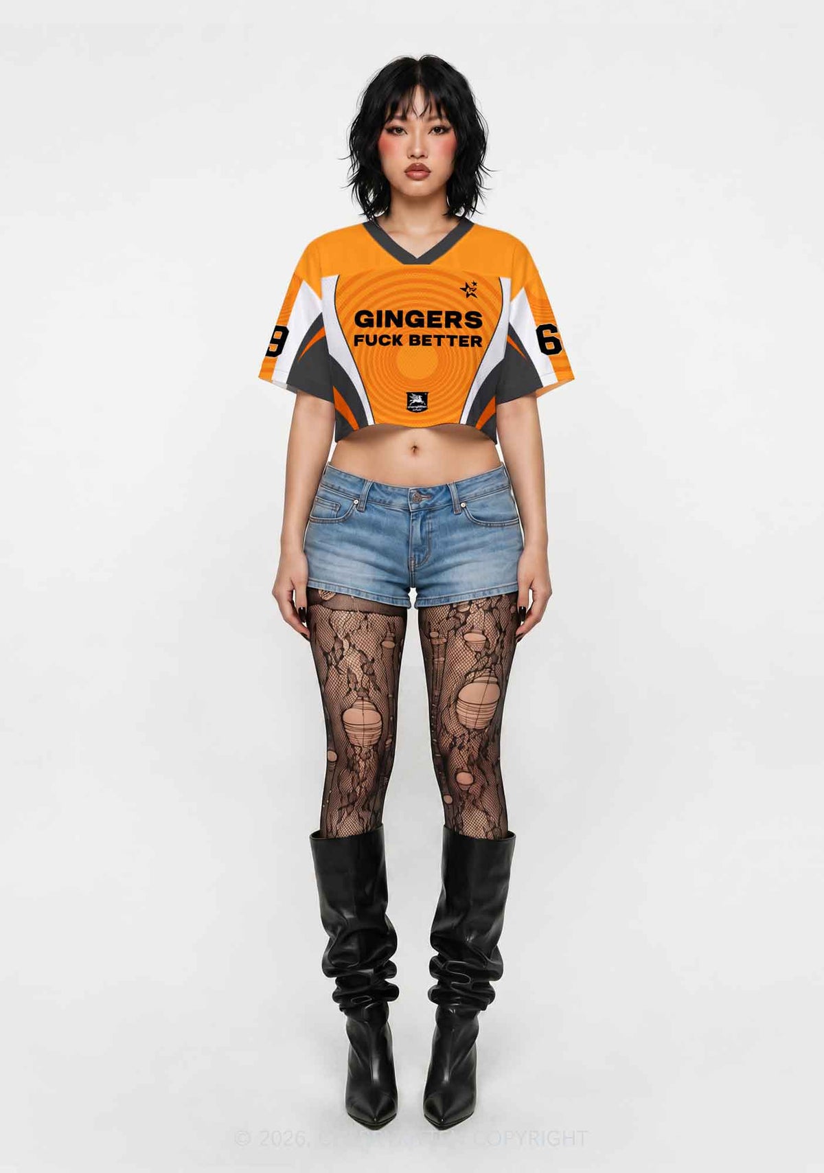 Orange Gingers Fxxk Better Y2K Crop Sport Jersey Shirts Cherrykitten