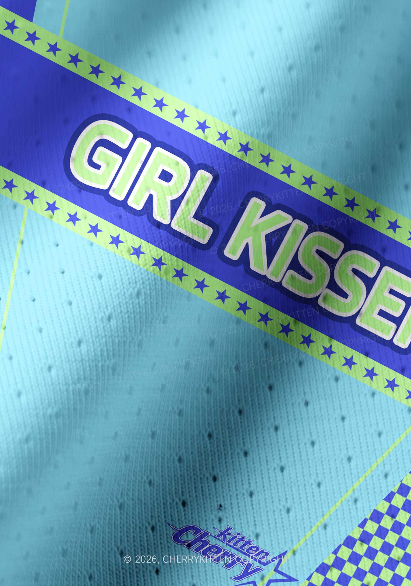 Blue Girl Kisser Pride Y2K Crop Football Jersey Shirts Cherrykitten