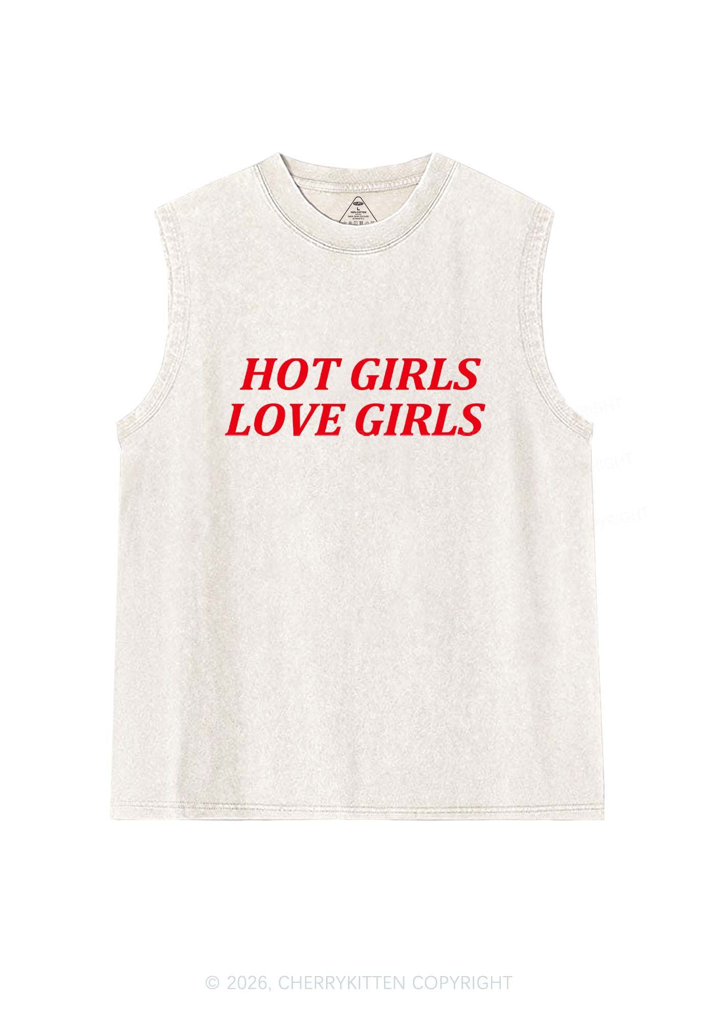 Hot Girls Love Girls Pride Y2K Washed Muscle Tank Cherrykitten