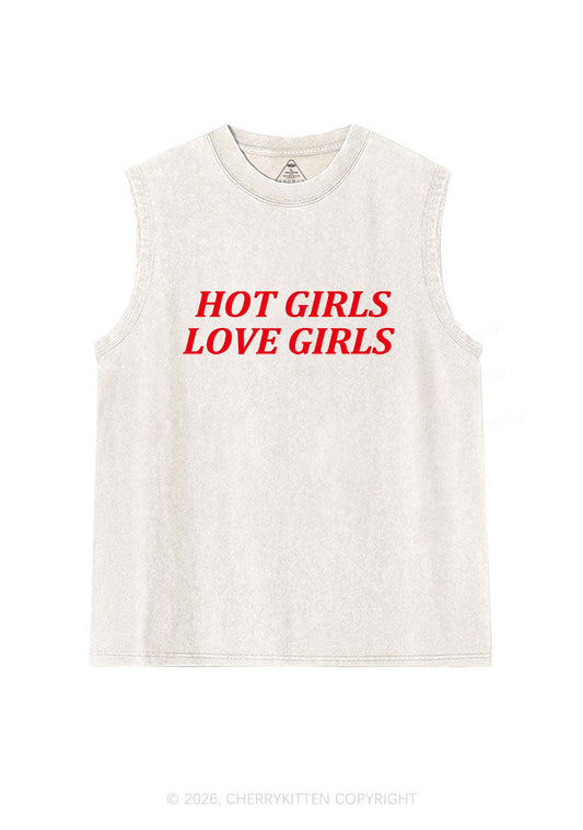 Hot Girls Love Girls Pride Y2K Washed Muscle Tank Cherrykitten