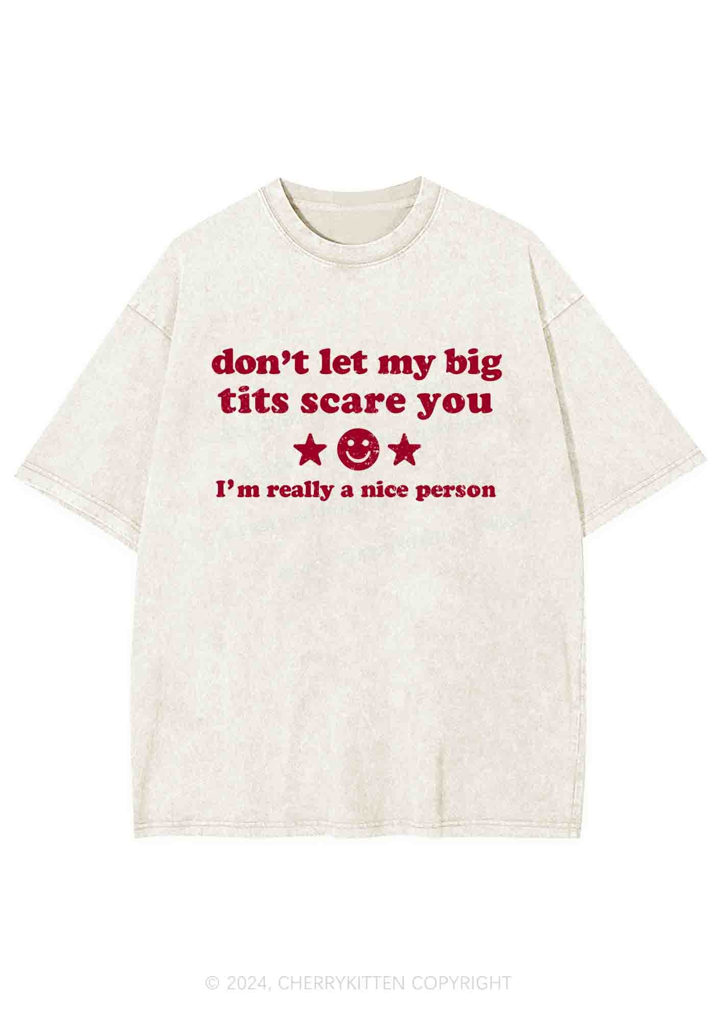 Don't Let My Big Txts Scare You Y2K Washed Tee Cherrykitten