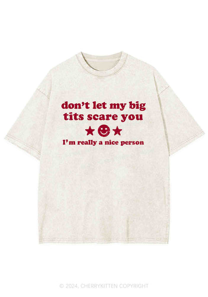 Don't Let My Big Txts Scare You Y2K Washed Tee Cherrykitten