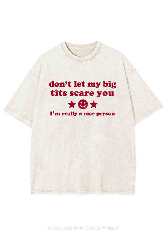 Don't Let My Big Txts Scare You Y2K Washed Tee Cherrykitten