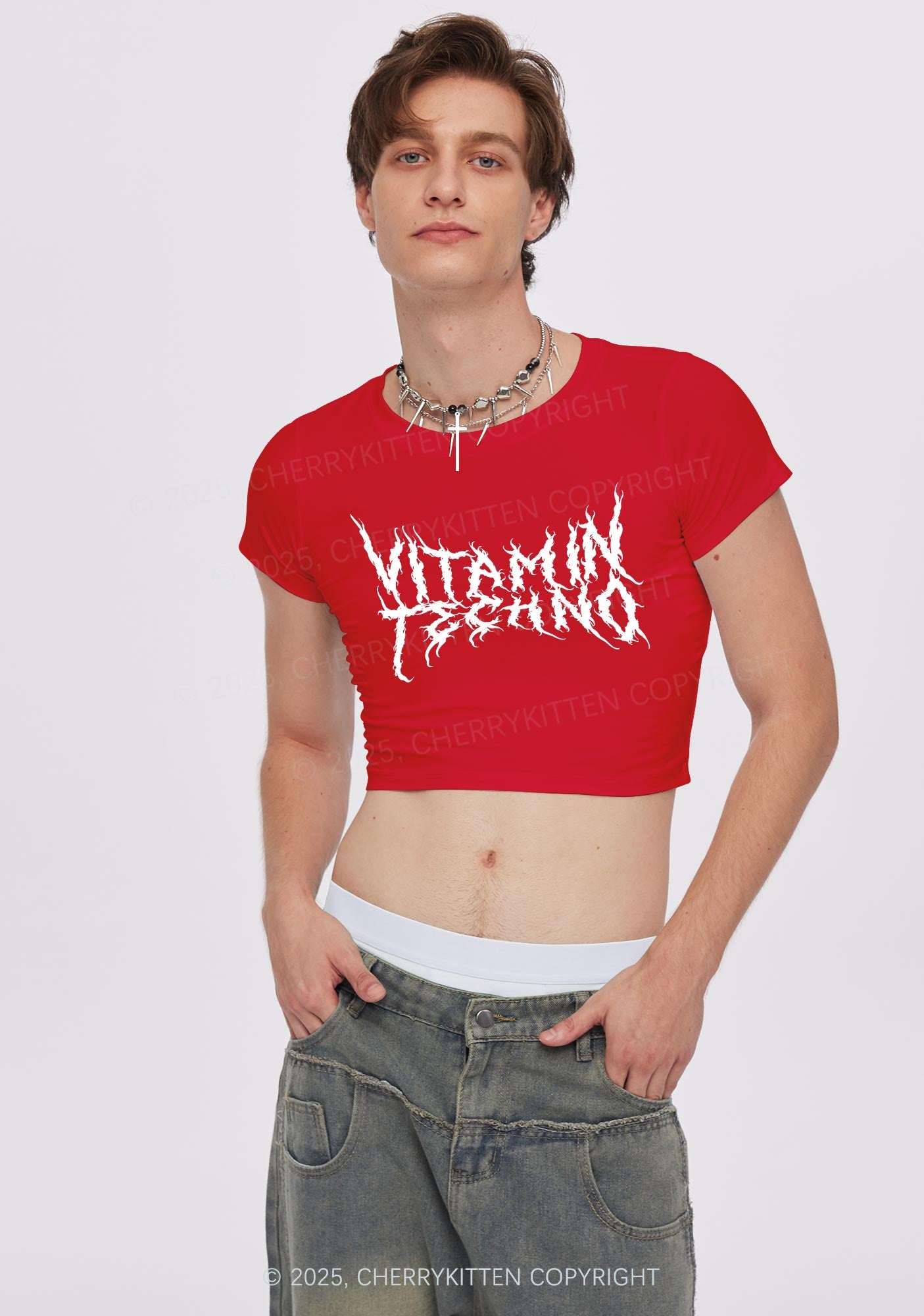 Vitamin Techno Y2K Baby Tee Cherrykitten