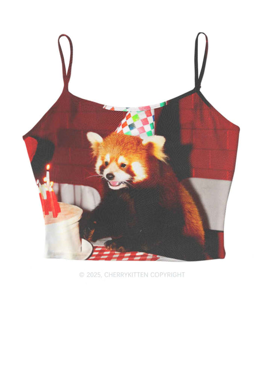 Birthday Cake Raccoon Y2K Mesh Cami Tank Cherrykitten
