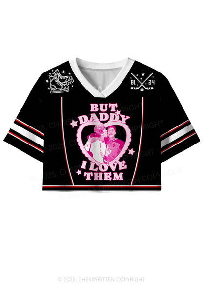 Black But Daddy I Love Them HR Y2K Crop Sport Jersey Shirts Cherrykitten