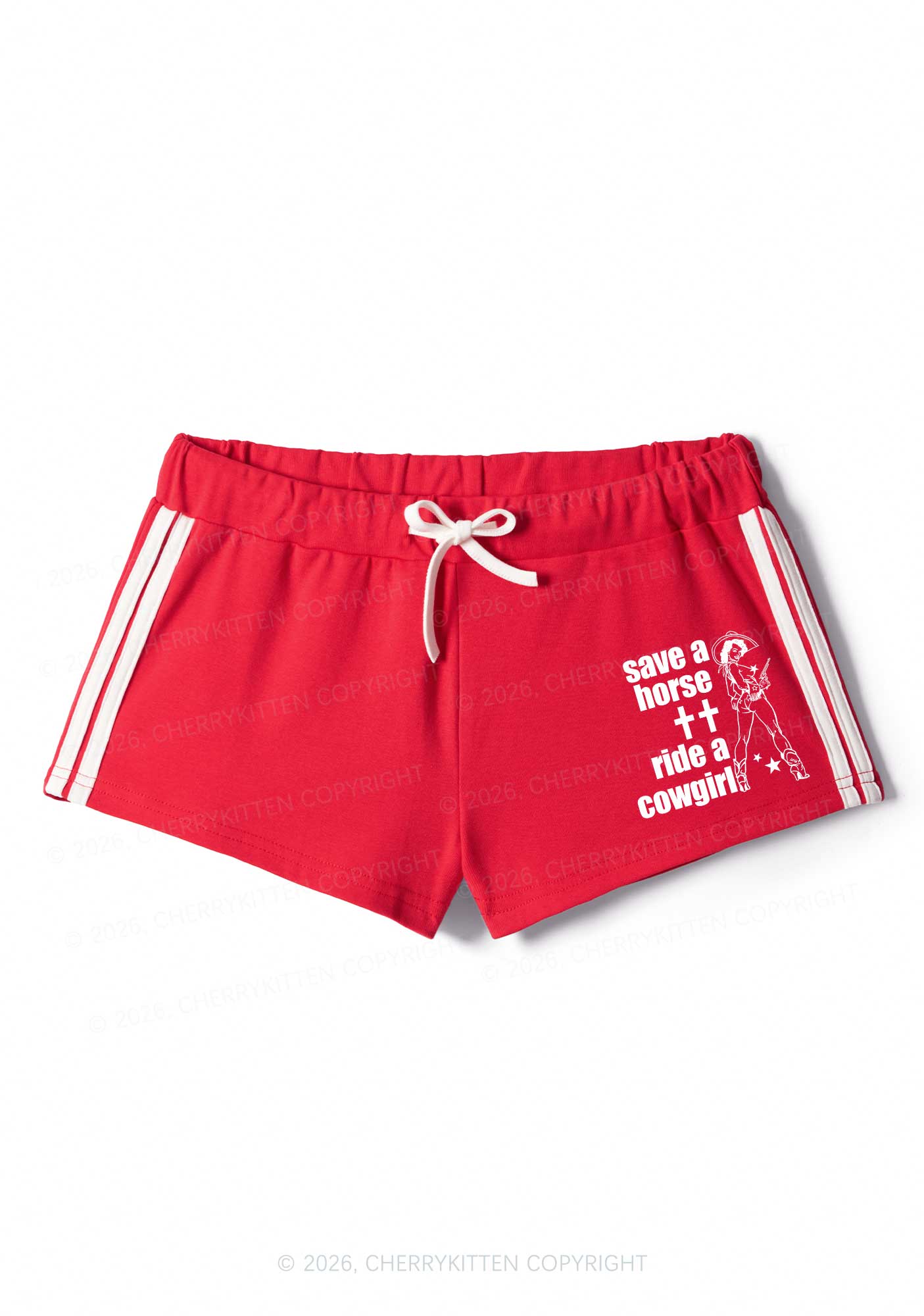 Save Horse Ride Cowgirl Pride Y2K Drawstring Mini Shorts Cherrykitten