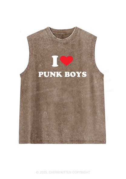 I Love Punk Boys Y2K Washed Muscle Tank Cherrykitten
