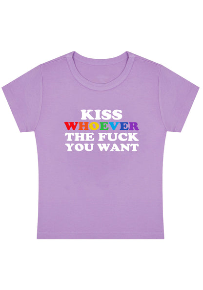 Kiss Whoever You Want Y2K Baby Tee