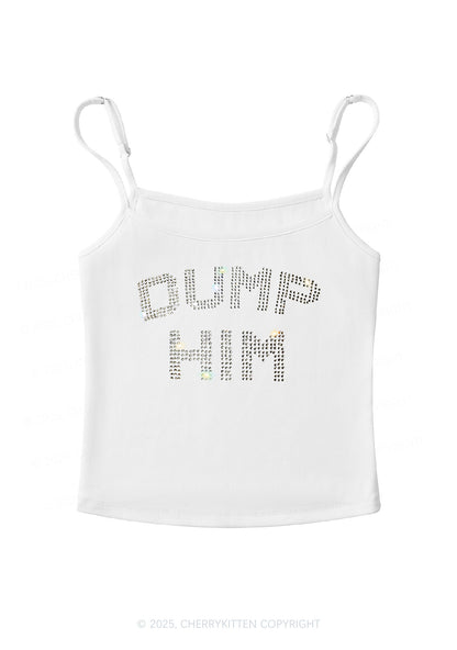 Rhinestone Dump Him Y2K Spaghetti Strap Cami Cherrykitten