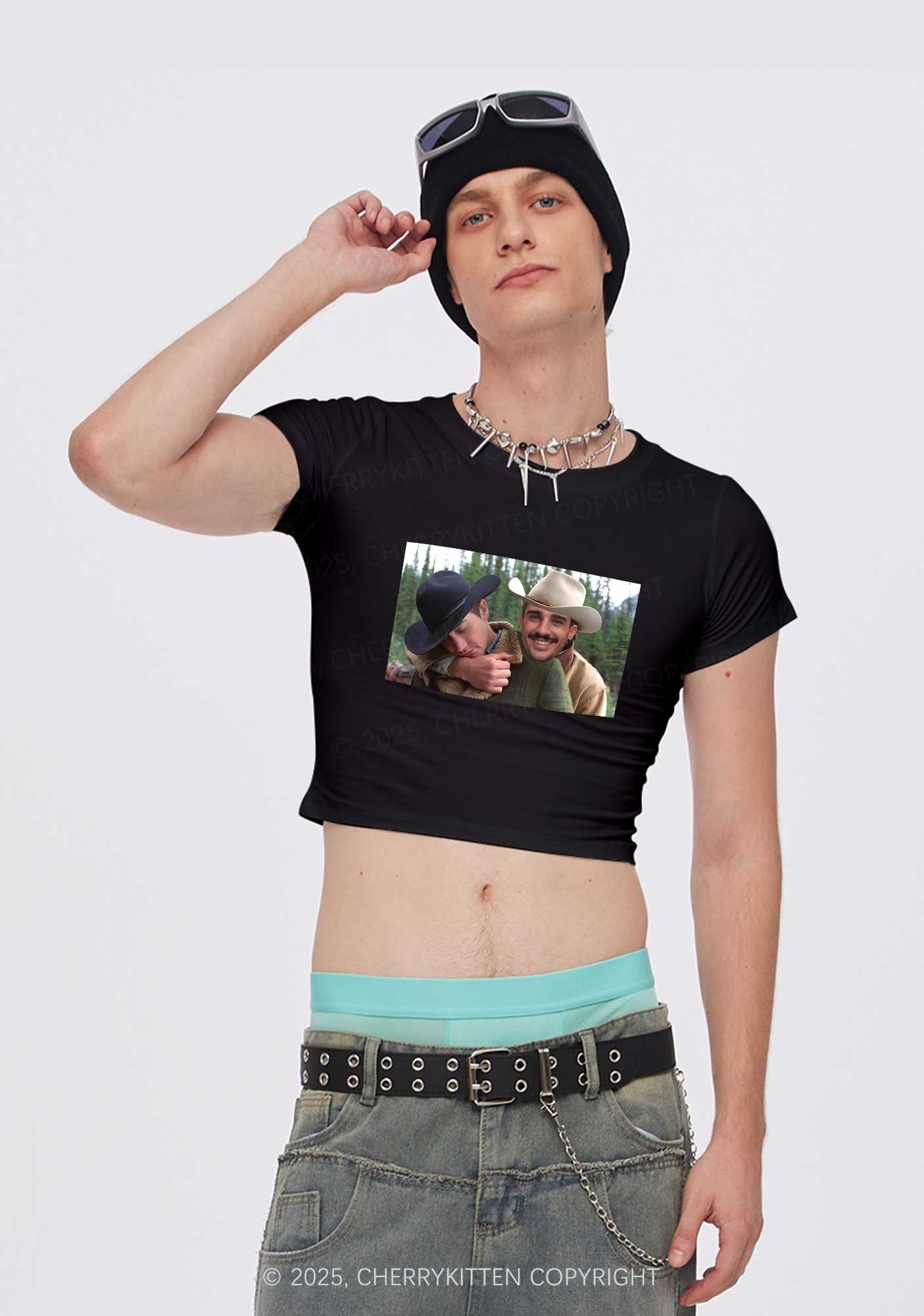 Custom Gay Cowboy Pride Y2K Baby Tee Cherrykitten