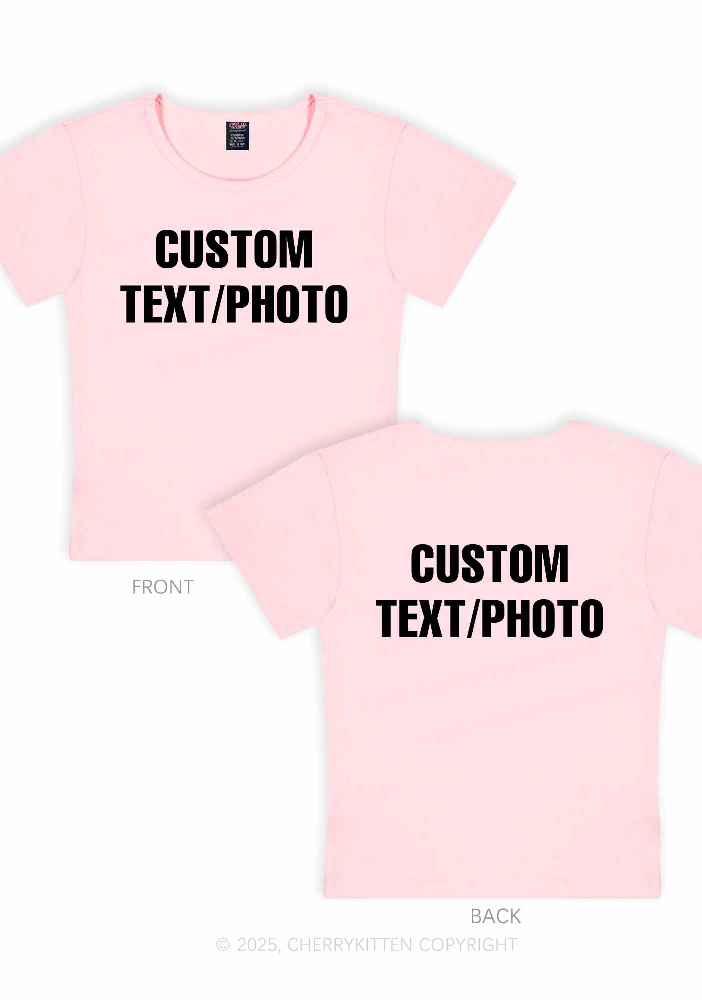 Custom Text Two Sides Y2K Baby Tee Cherrykitten