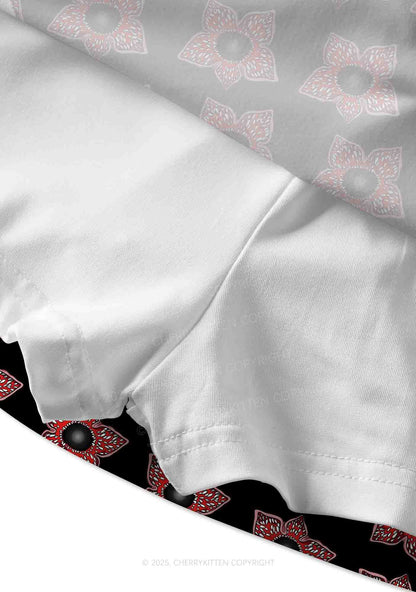 Flower Monster Y2K Print Mini Skirt Cherrykitten