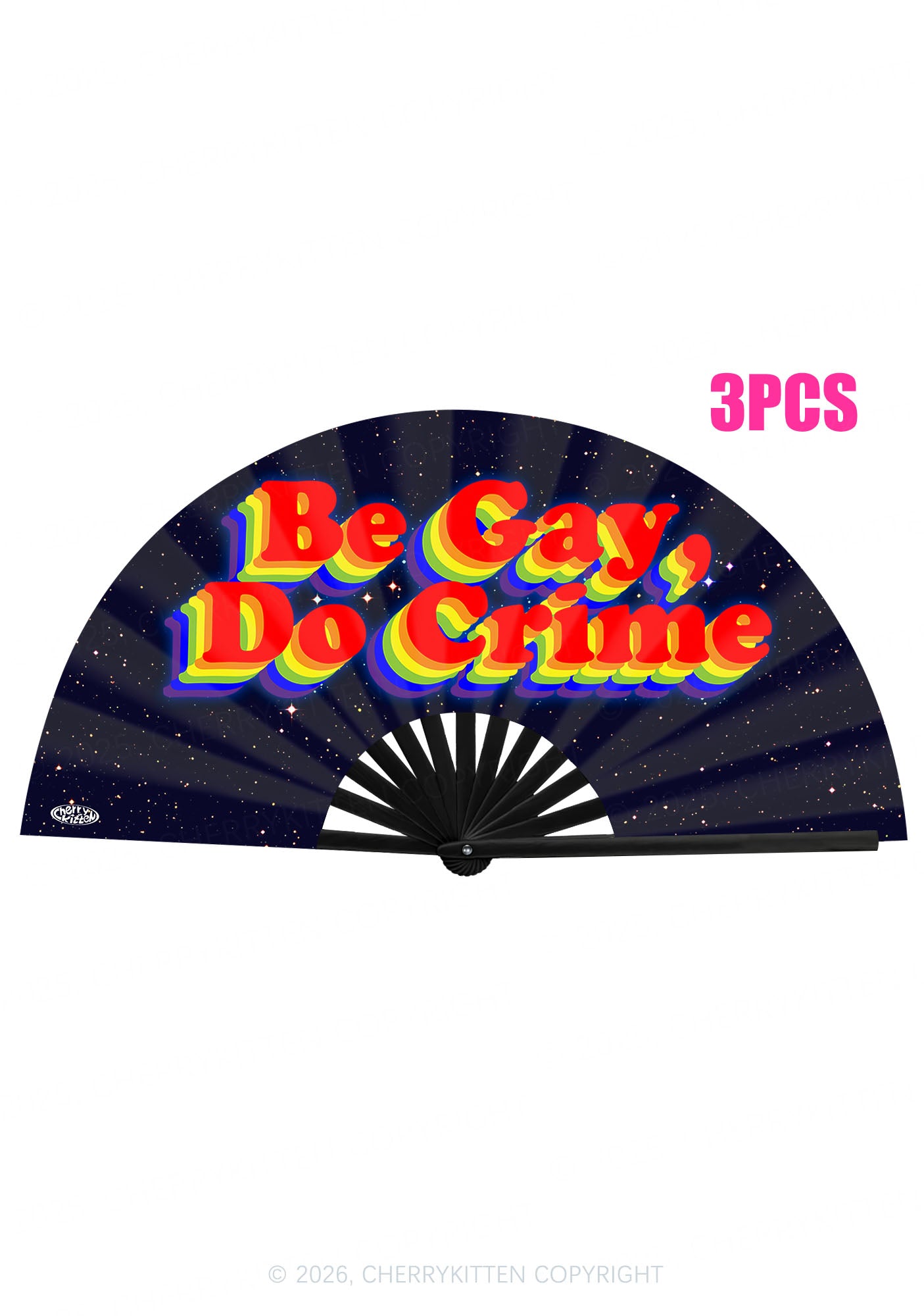 Be Gay Do Crime Pride Y2K Rave Hand Fan Cherrykitten