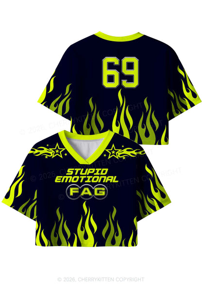 Stupid Emotional Fag Pride Y2K Crop Sport Jersey Shirts Cherrykitten