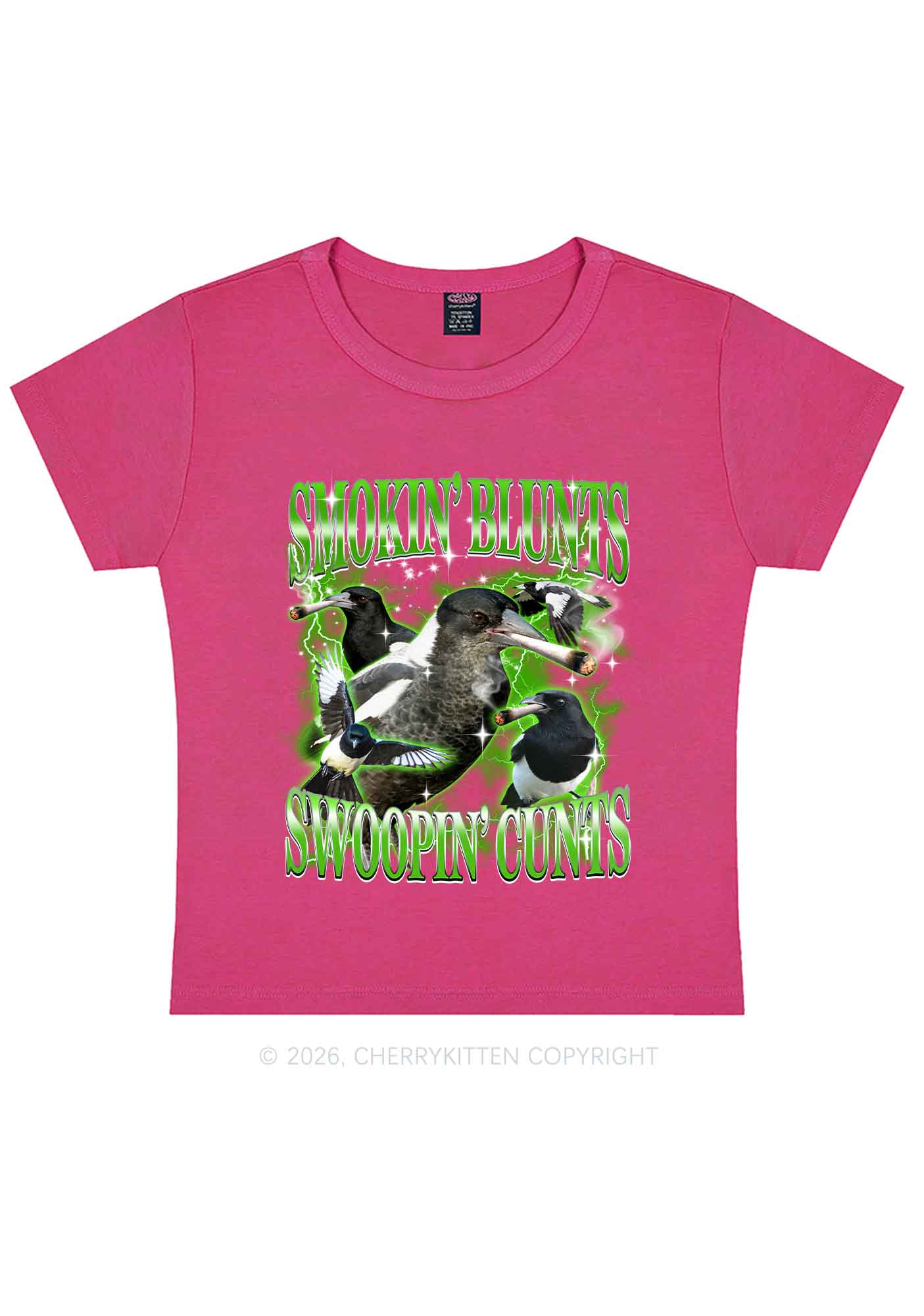 Smokin Blunts Swoopin Cxxts Y2K Baby Tee Cherrykitten