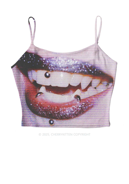 Halloween Punk Lips Y2K Mesh Cami Tank Cherrykitten
