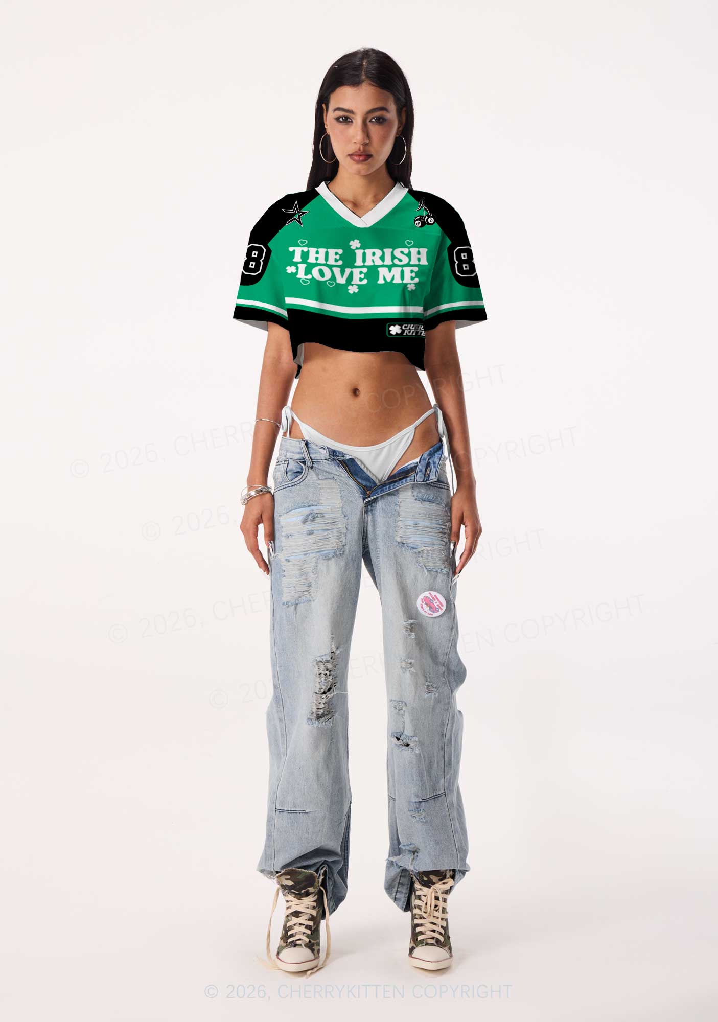 Custom The Irish Love Me St Patricks Y2K Crop Sport Jersey Shirts Cherrykitten
