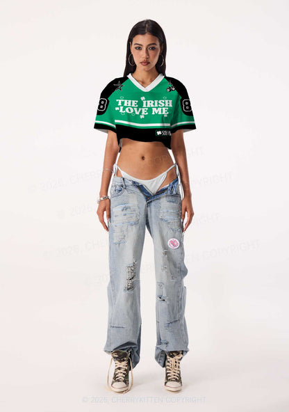 Custom The Irish Love Me St Patricks Y2K Crop Sport Jersey Shirts Cherrykitten