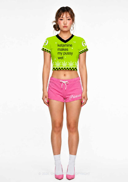 Kxxamine Makes My Puxxy Wet Y2K Crop Football Jersey Shirts Cherrykitten