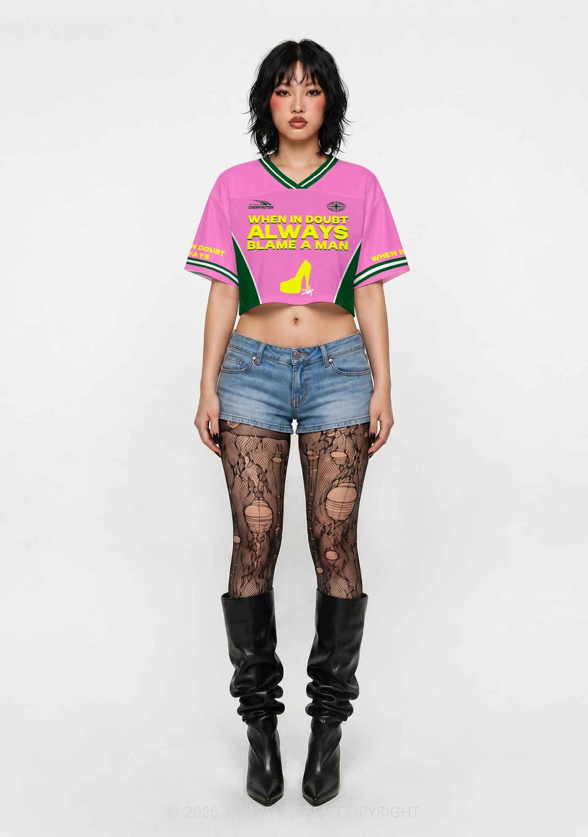 Always Blame A Man Y2K Crop Sport Jersey Shirts Cherrykitten