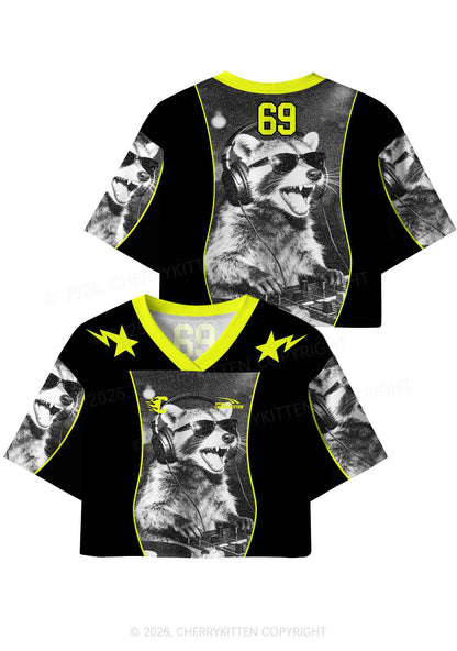DJ Raccoon Y2K Crop Sport Jersey Shirts Cherrykitten