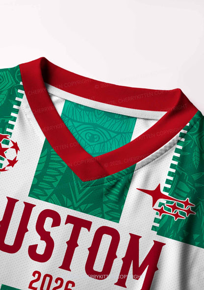 Custom Green Mexican Flag Y2K Crop Football Jersey Shirts Cherrykitten