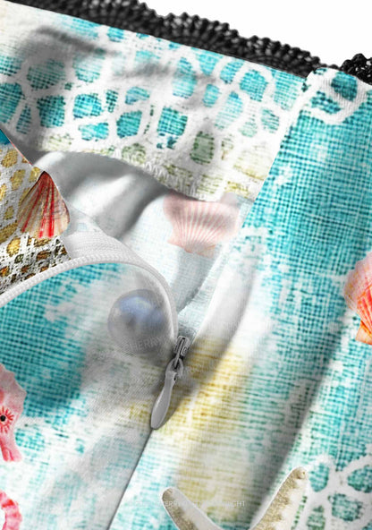 Seashell Fantasy Y2K Print Midi Skirt Cherrykitten